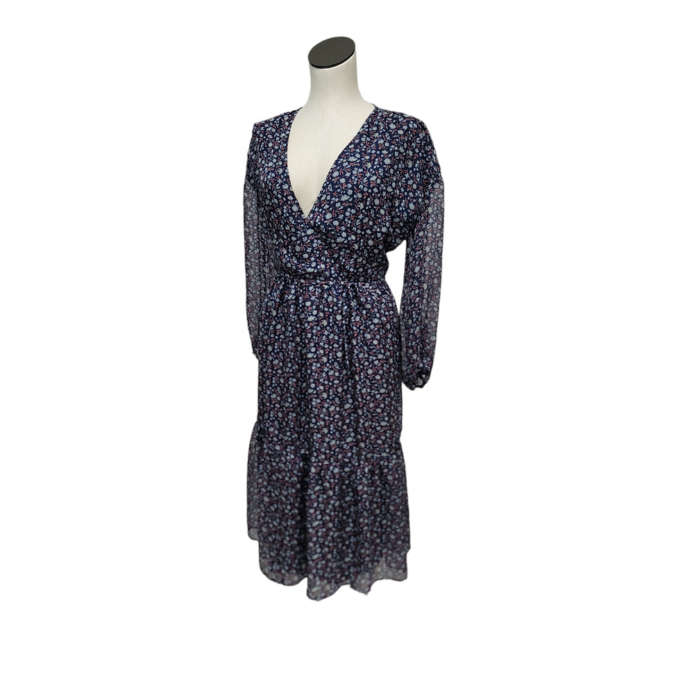 Madewell Women's Tie-Waist Midi Dress in Harvest Vine Navy Floral Size Large - Picture 4 of 10
